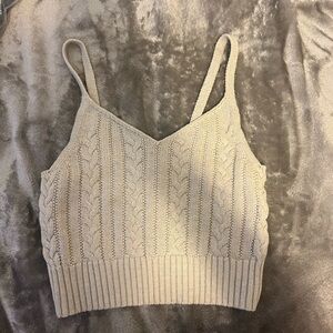knitted cream tank top cropped